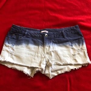 Ombré blue and white faded short shorts with STARS